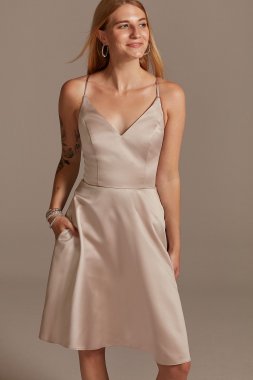 Spaghetti Strap Satin Short Bridesmaid Dress Bridal F20245