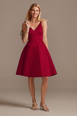 Spaghetti Strap Satin Short Bridesmaid Dress Bridal F20245