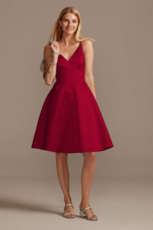 Spaghetti Strap Satin Short Bridesmaid Dress Bridal F20245