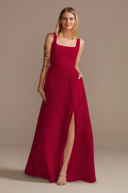 Squared Tank Lace Up Chiffon Bridesmaid Dress Bridal F20328