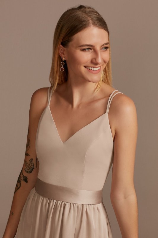 Double Spaghetti Strap Charmeuse Bridesmaid Dress Bridal F20346