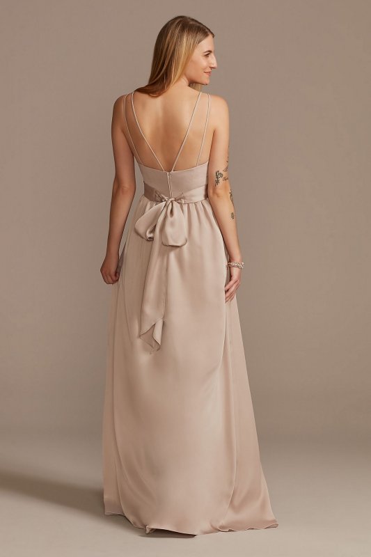 Double Spaghetti Strap Charmeuse Bridesmaid Dress Bridal F20346