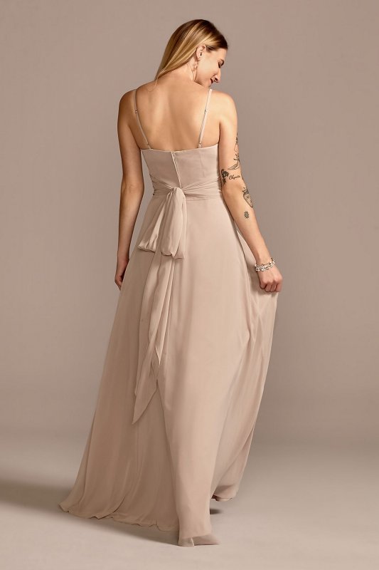 Spaghetti Strap Tie Waist Chiffon Bridesmaid Dress Bridal F20355
