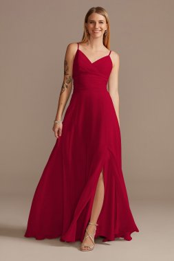 Spaghetti Strap Tie Waist Chiffon Bridesmaid Dress Bridal F20355