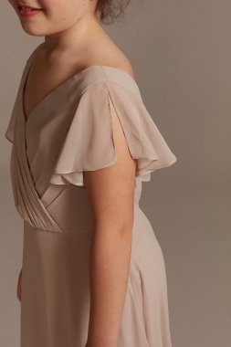 Flutter Sleeve Full Skirt Junior Bridesmaid Dress Bridal JB9917