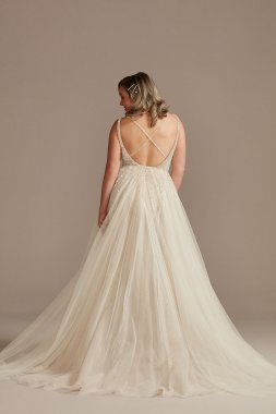 Beaded Plunge Illusion Bodysuit Wedding Dress MBSWG837