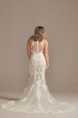Illusion Keyhole Applique Bodysuit Wedding Dress MBSWG843