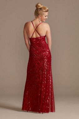 Crossing Sequin Sheath Dress with Slit Bridal WGINKI20191020