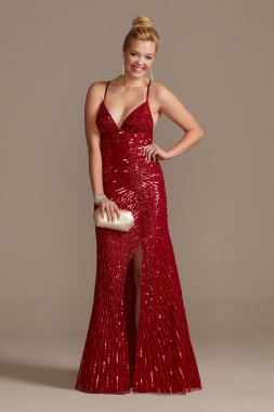 Crossing Sequin Sheath Dress with Slit Bridal WGINKI20191020