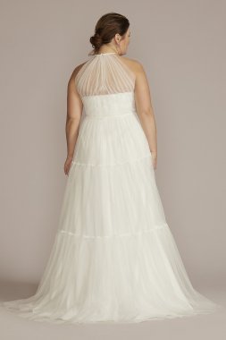Halter Tall Plus Wedding Gown with Tiered Skirt 4XL9WG4050