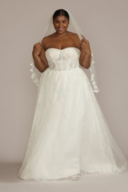 Floral Corset Bodice Tall Plus Wedding Gown 4XL9WG4051
