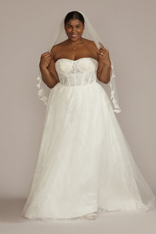 Floral Corset Bodice Tall Plus Wedding Gown 4XL9WG4051