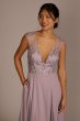 Tall Cap Sleeve Lace Georgette Bridesmaid Dress 4XLGS290072