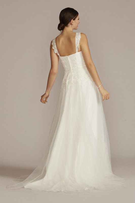 Lace Tank Sleeve A-Line Tall Wedding Gown 4XLWG4048