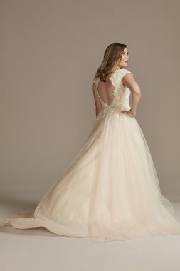 Illusion Lined Bodice Lace Petite Wedding Dress 7LBSWG862
