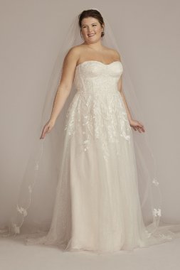 Strapless Beaded Glitter Tulle Petite Wedding Gown 7MS251251