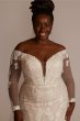 Off the Shoulder Lace Sleeve Plus Size Gown 8CWG927