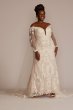 Off the Shoulder Lace Sleeve Plus Size Gown 8CWG927
