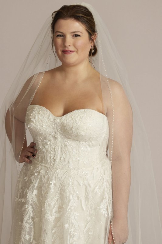 Strapless Glitter Tulle Plus Size Wedding Gown 8MS251251