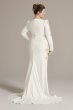 Long Sleeve Crepe Mermaid Plus Size Wedding Gown 9SWG919