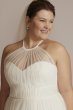 Halter Plus Size Wedding Gown with Tiered Skirt 9WG4050