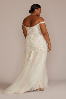 Off the Shoulder Mermaid Plus Size Wedding Gown 9WG4059