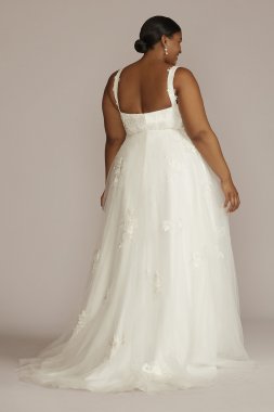 Floral Scoop Neck Tank Plus Size Wedding Gown 9WG4062