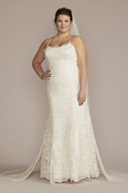 Spaghetti Strap Lace Plus Size Wedding Gown 9WG4063