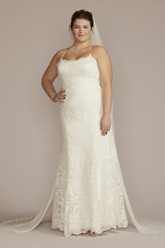 Spaghetti Strap Lace Plus Size Wedding Gown 9WG4063