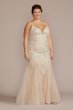 Plunging V-Neck Godet Skirt Plus Size Wedding Gown 9WG4064
