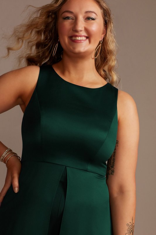 Crepe Jumpsuit with Satin Overskirt AP1D104581