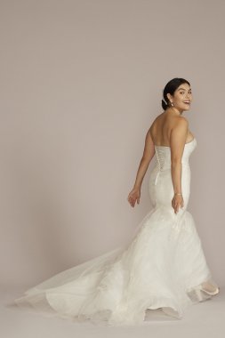 Lace Up Back Strapless Mermaid Wedding Dress CWG926