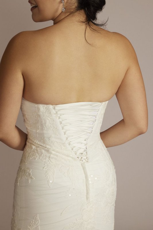 Lace Up Back Strapless Mermaid Wedding Dress CWG926