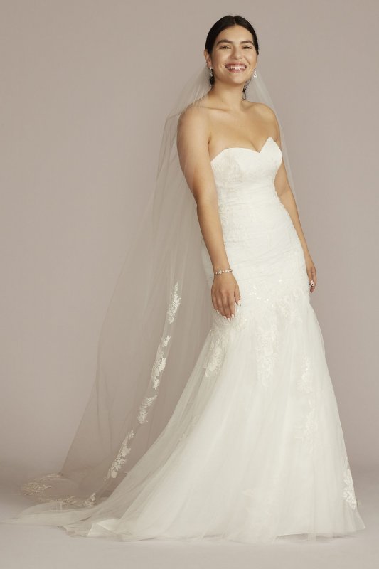 Lace Up Back Strapless Mermaid Wedding Dress CWG926