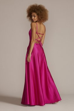 Satin Spaghetti Strap A-Line Prom Dress D24NY22005