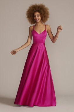 Satin Spaghetti Strap A-Line Prom Dress D24NY22005