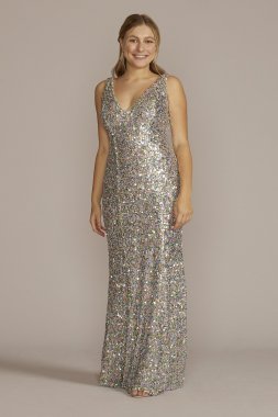 Plunging Sequin Tank Sheath Dress D24NY22036V1