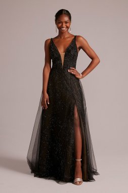 Sparkle Beaded Tulle Skirt A-Line Dress D28NY22027