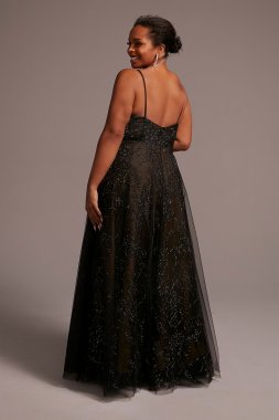 Plus Size Sparkle Tulle Skirt A-Line Dress D28NY22027W