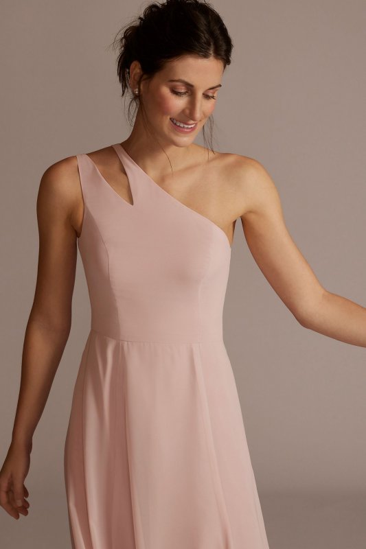 Chiffon One-Shoulder Cutout Bridesmaid Dress F20458