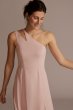 Chiffon One-Shoulder Cutout Bridesmaid Dress F20458