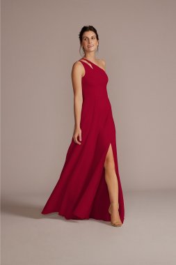 Chiffon One-Shoulder Cutout Bridesmaid Dress F20458