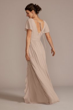 Chiffon Flutter Sleeve Ruffle Bridesmaid Dress F20487