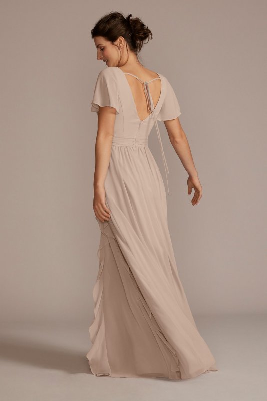 Chiffon Flutter Sleeve Ruffle Bridesmaid Dress F20487