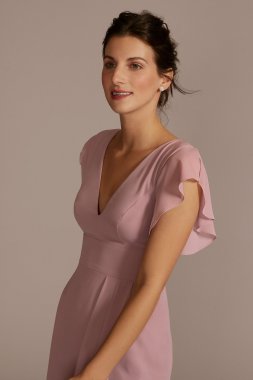 Flutter Sleeve Chiffon V-Neck Bridesmaid Dress F20506