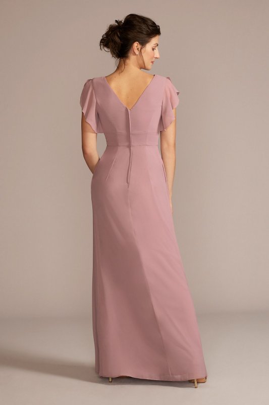 Flutter Sleeve Chiffon V-Neck Bridesmaid Dress F20506