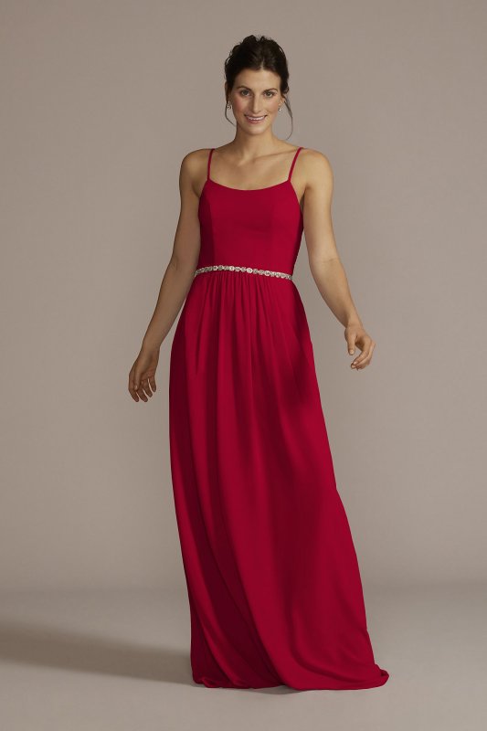 Chiffon Spaghetti Strap A-Line Bridesmaid Dress F20507