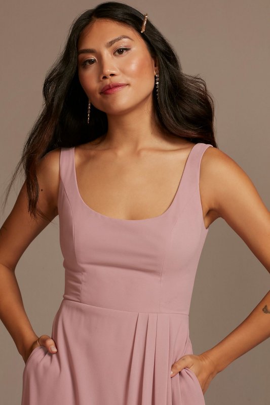 Chiffon Tank Scoop Neck Bridesmaid Dress F20535