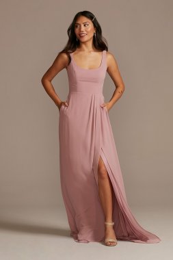 Chiffon Tank Scoop Neck Bridesmaid Dress F20535