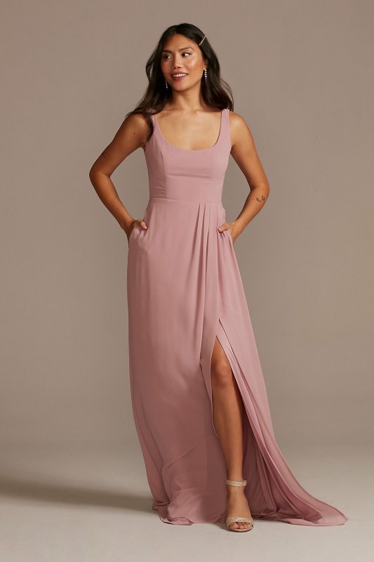 Chiffon Tank Scoop Neck Bridesmaid Dress F20535